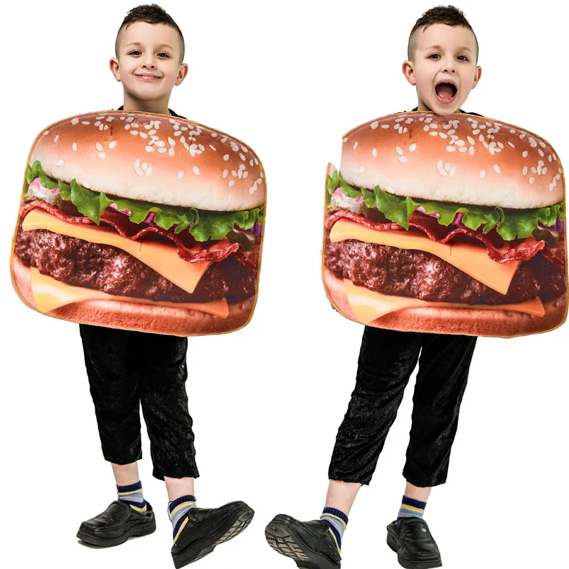 Bambini Hamburg Costume Cosplay Halloween natale cibo divertente uniformi per feste di carnevale