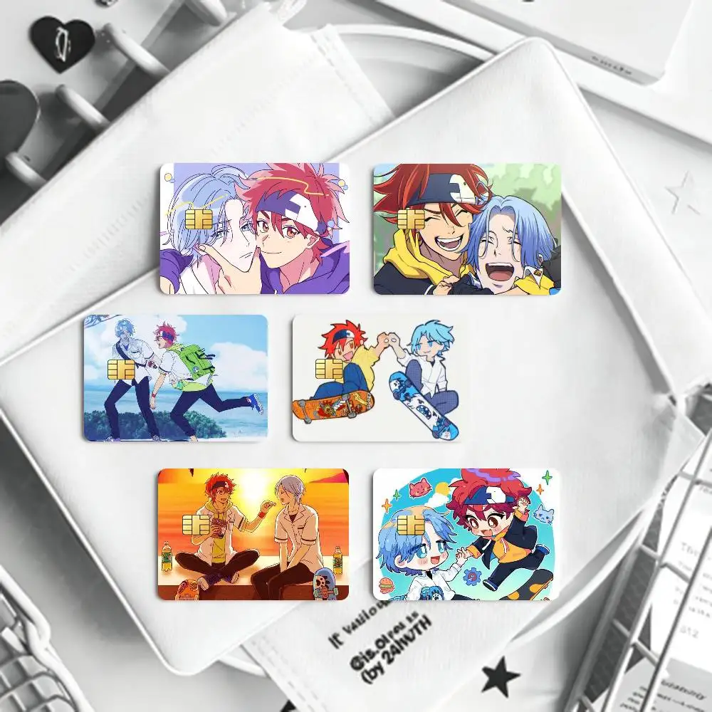 Anime SK8 The Infinity Cartoon  Bank Credit Cards Bus Pass Stickers Cool Decoration Waterproof 4PCS Card