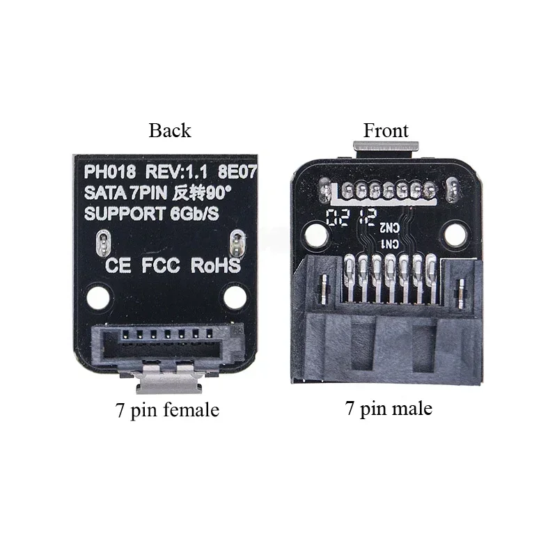7 핀 Sata 케이블 인터페이스 스티어링 커넥터, 90 도 7 핀 직렬 포트 섀시 데스크탑 마더 보드 방향 B