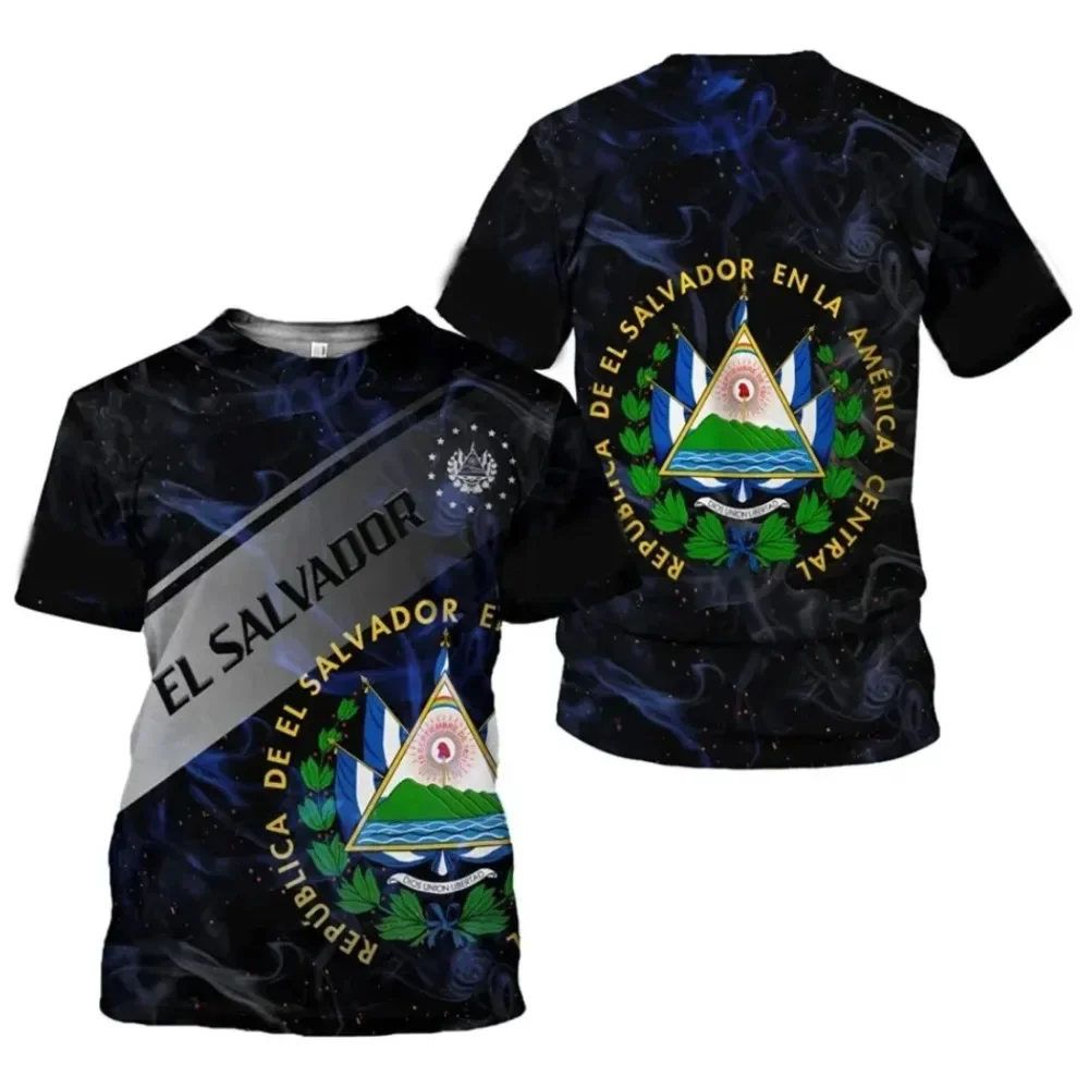 

El Salvador Flag Soccer Jersey T-shirts Summer Sports Quick-drying O'neck Trendy Casual Football Jersey 3D Printed Mens Clothing