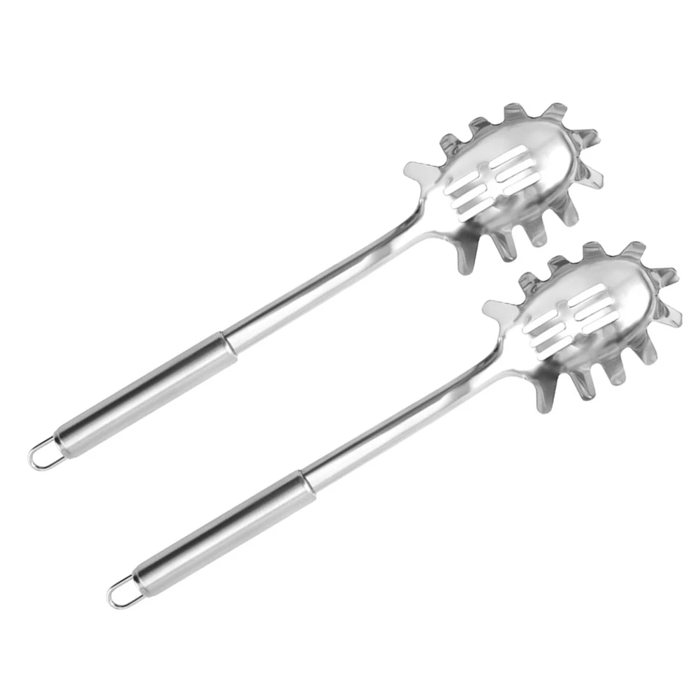 

2Pcs Pasta Spoon Stainless Steel Slotted Spoon for Scooping Pasta Noodles Hot Pot Strainer Kitchen Tool ServingSpoons Versatile