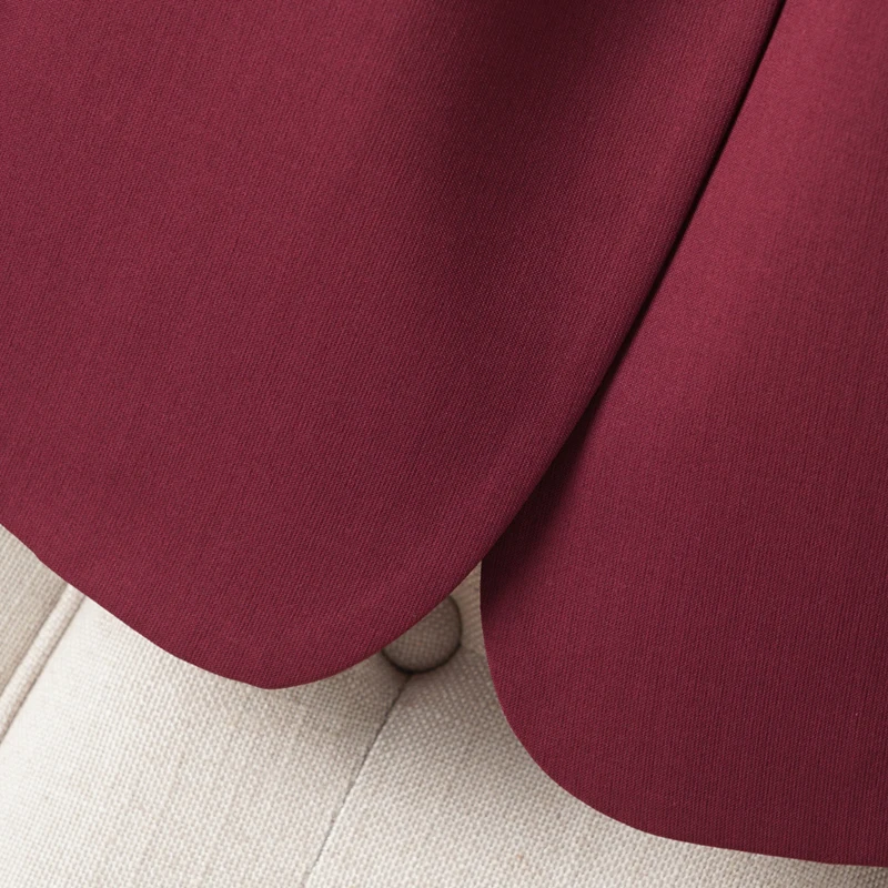 بدلة بورجوندي للنساء، للربيع والخريف، سترة بدلة بأكمام طويلة بزر واحد، عصرية وتنحيف #6