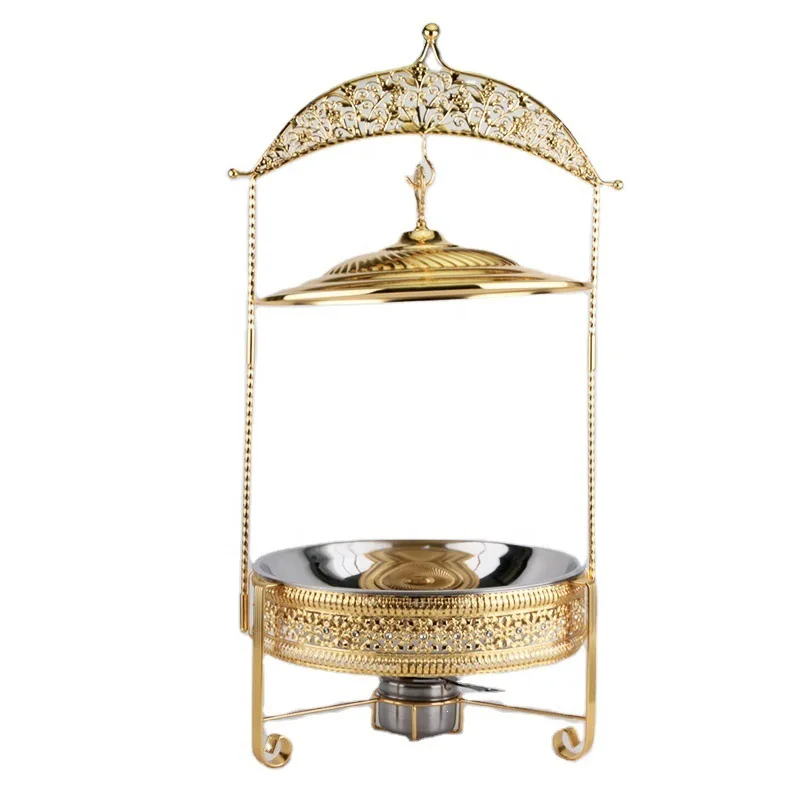 

Golden light luxury hanging cover Phnom Penh, self-service alcohol stove, meal stove, luxury lace hot pot, food insulation conta
