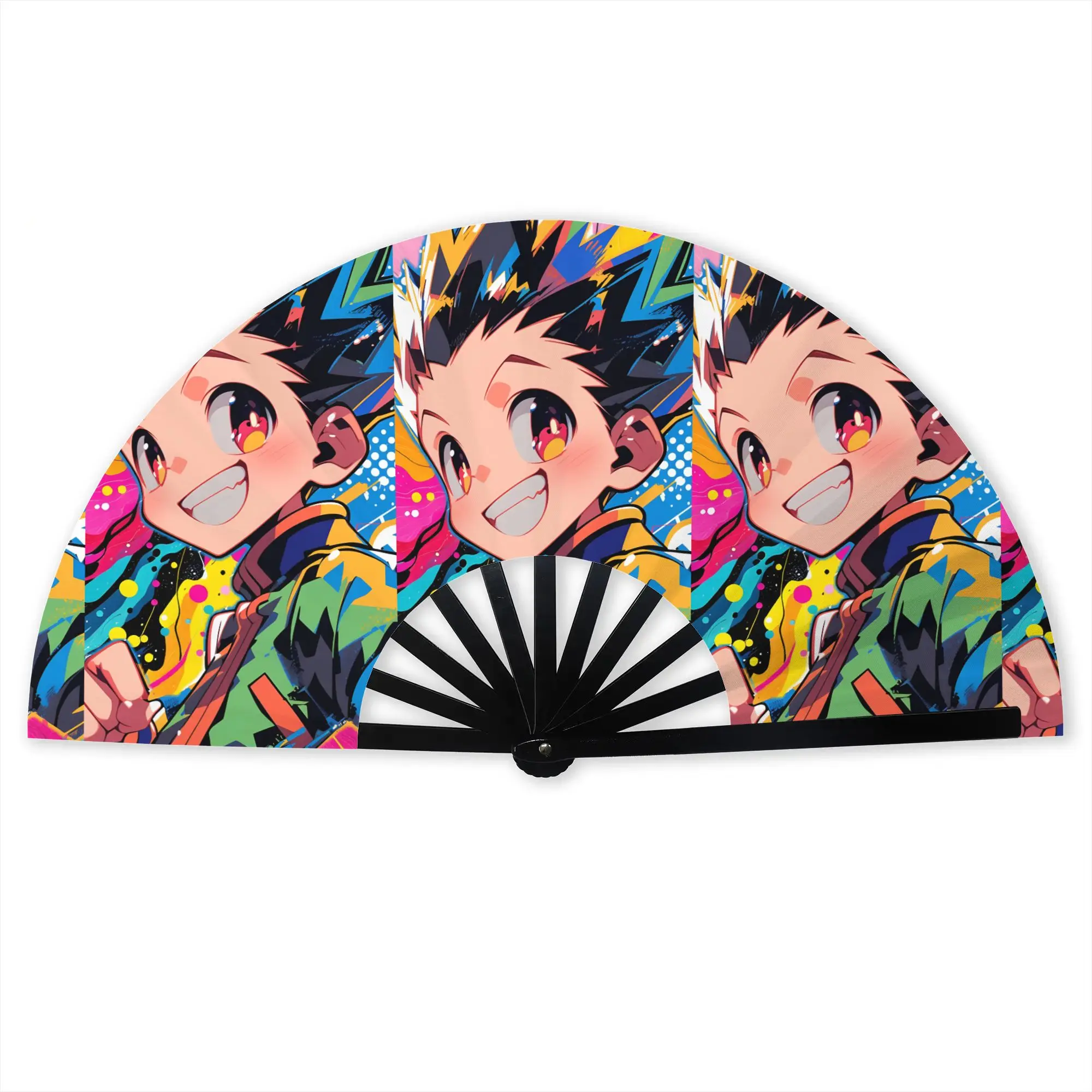 Customized HXH Mangas  Portable Pocket Fan Outdoor Cartoon Polyester Folding Fan Chinese Dance Handheld Cooling Fans