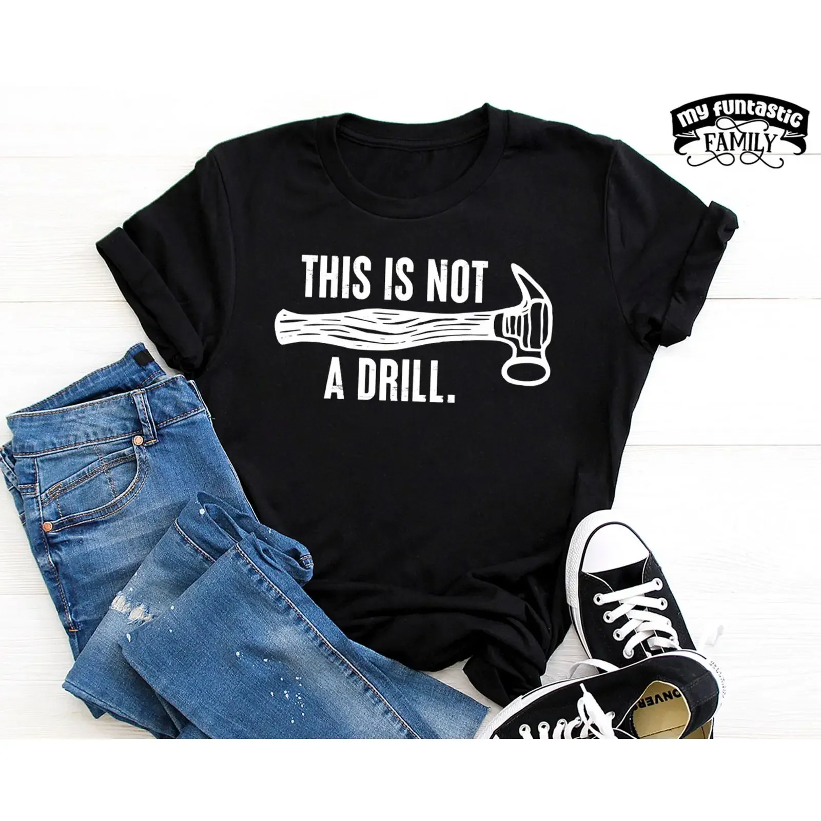 Funny Carpenter T Shirt This Is Not A Drill Pun vintage Washed fashion Slightly Soft Stylish homme Stretched Breathable