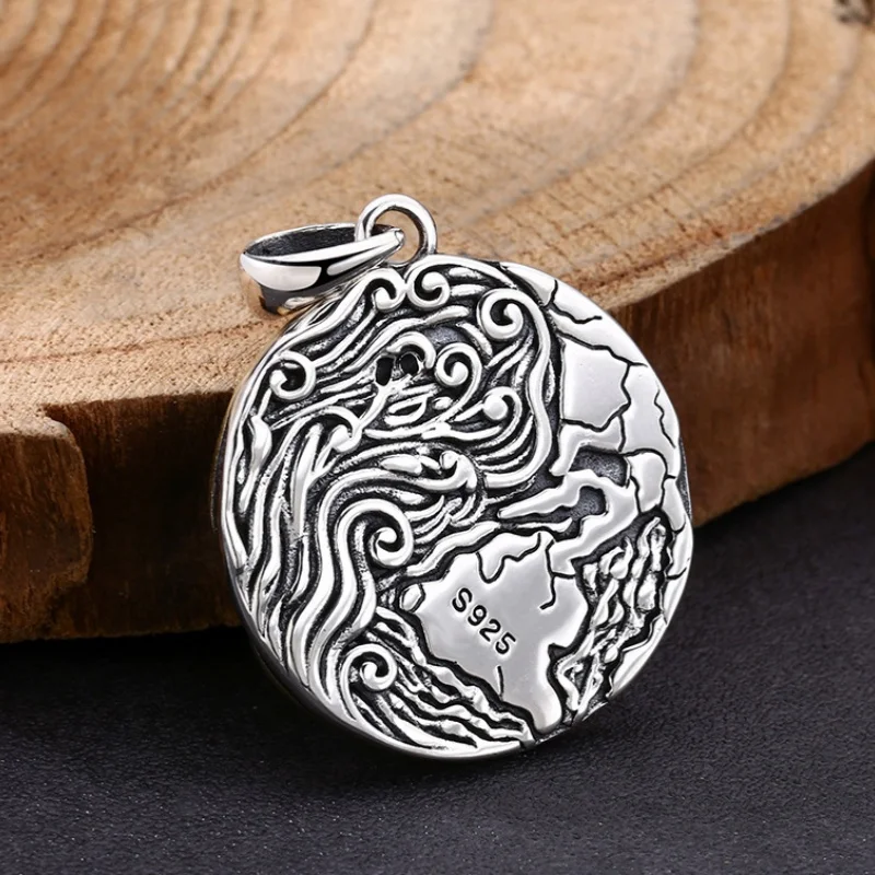 S925 Sterling Silver Charms Pendants for Women Men New Fashion Eternal Rattan Tai Ji Pattern Zircon Punk Jewelry Wholesale