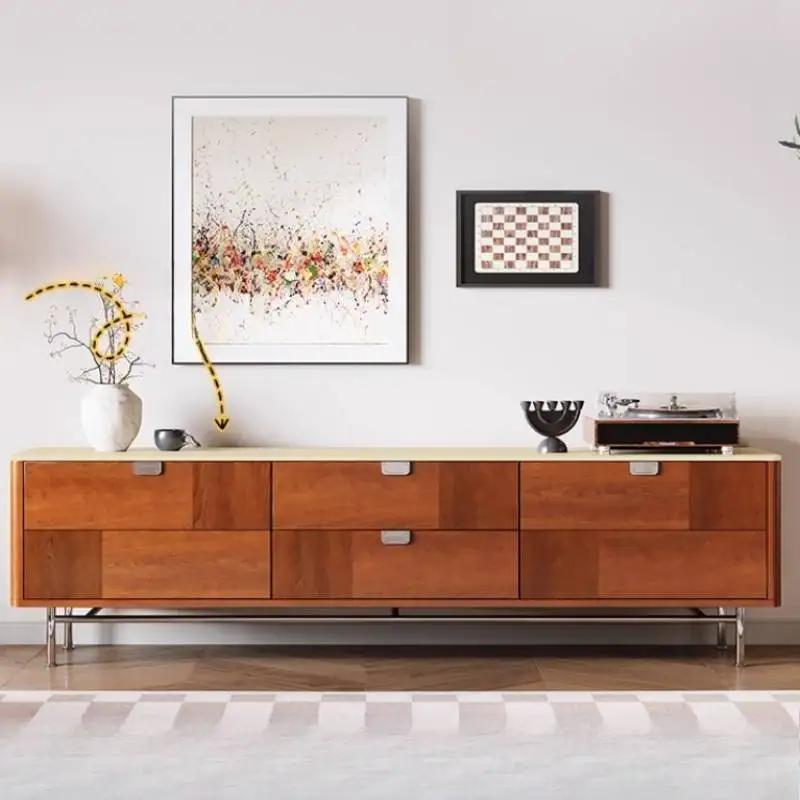 

Solid Wood Brown Tv Stand Universal Drawers Heavy Designer Living Room Tv Stand Nordic Minimalist Meuble De Television Furniture