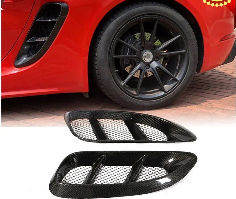 For Porsche 718 Boxster Cayman Carbon Fiber Side Air Scoop Vents Intake Cover 2016 - 2018