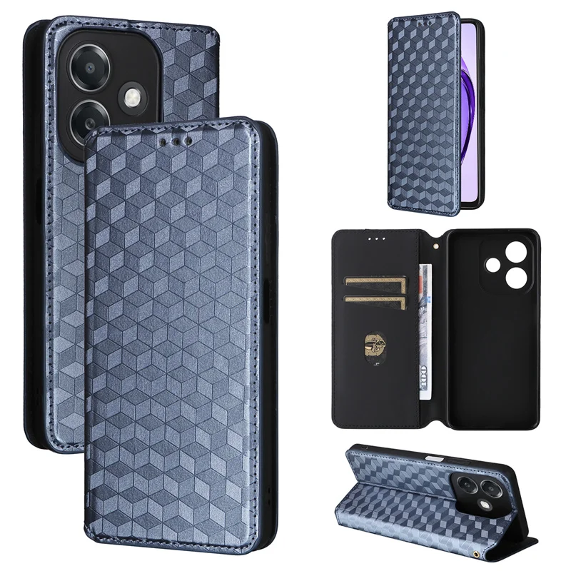 

For OPPO A60 5G stereoscopic lines flip wallet skin PU case purse for OPPO A 60 A60 Magnetic Phone Cover