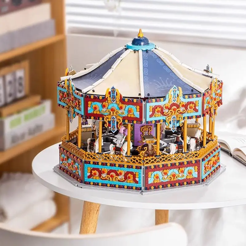 

Idea Amusement Park Rides Merry-go-round Mini Block Carousel Building Bricks Construction Model Sets Figures Toys Collection