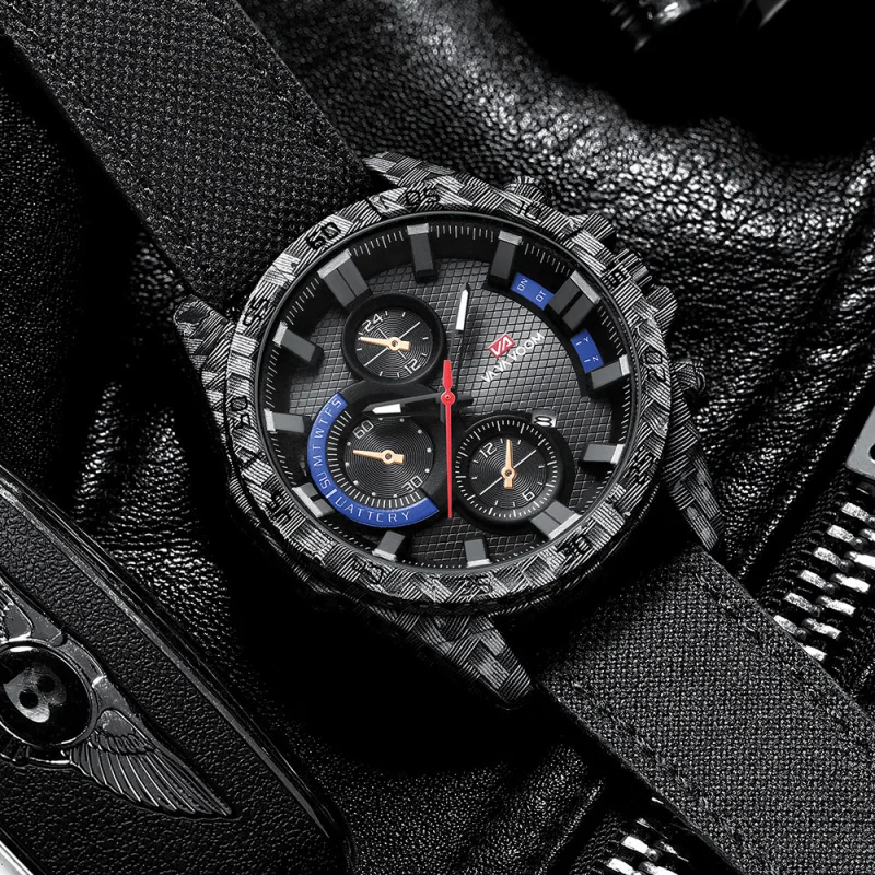 Free Shipping OUTLETSNew Men's Waterproof Fashion Outdoor Sports and Casual Quartz Watch Fake Three-Eye Dial