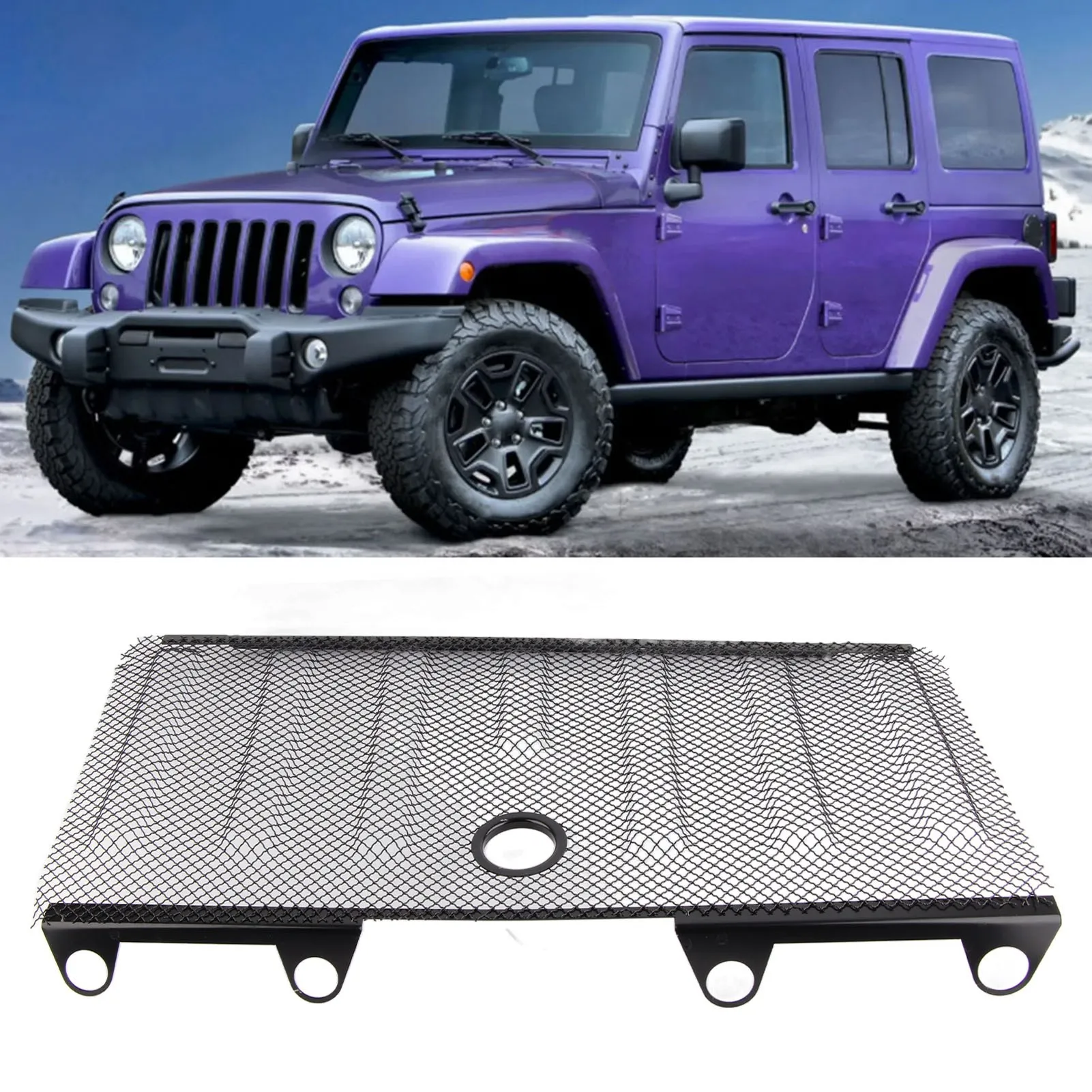 

Front Insert Grille Mesh Guard Fit for JK &amp Unlimited 2 and 4 Doors 2016+ Hood Grille Insert Grille Mesh Fit for JK