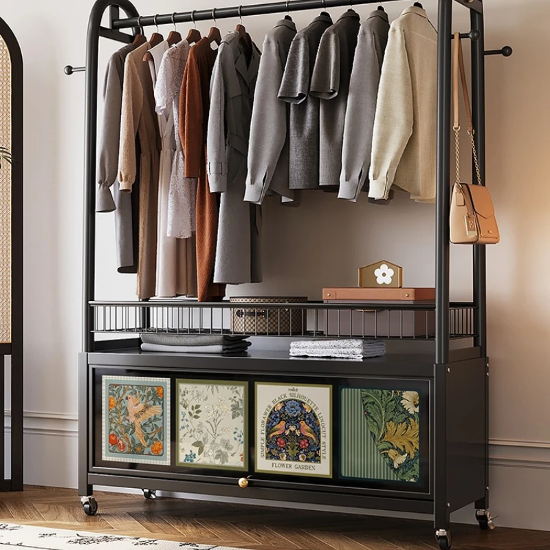 

coat rack bedroom retro home wardrobe storage light luxury chest of drawers bedside table integrated hanging hanger