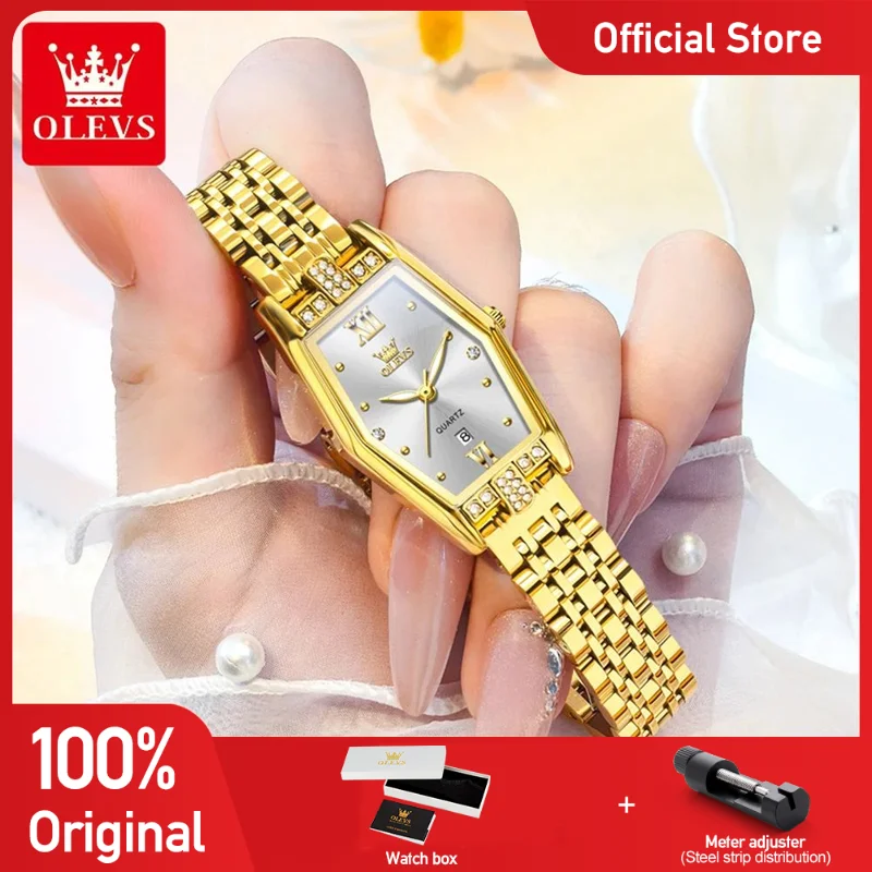 

OLEVS Womens Watch 3699 Original Elegant Tonneau Quartz Watch Waterproof Luminous Date Watches For Women Genuine Product Reloj