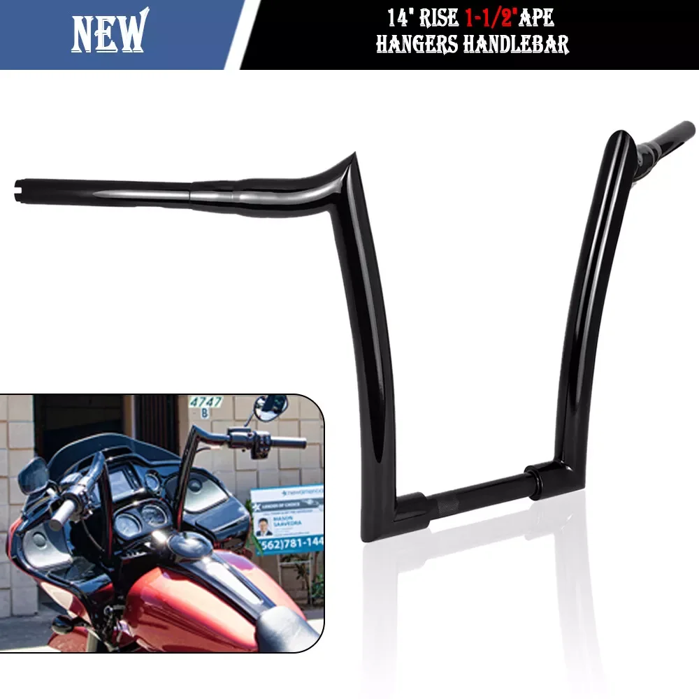 Motorcycle Accessories 14'' Rise Ape Hanger Handlebar Fit For Honda Shadow SABRE VT1100 Dyna Softail Sportster