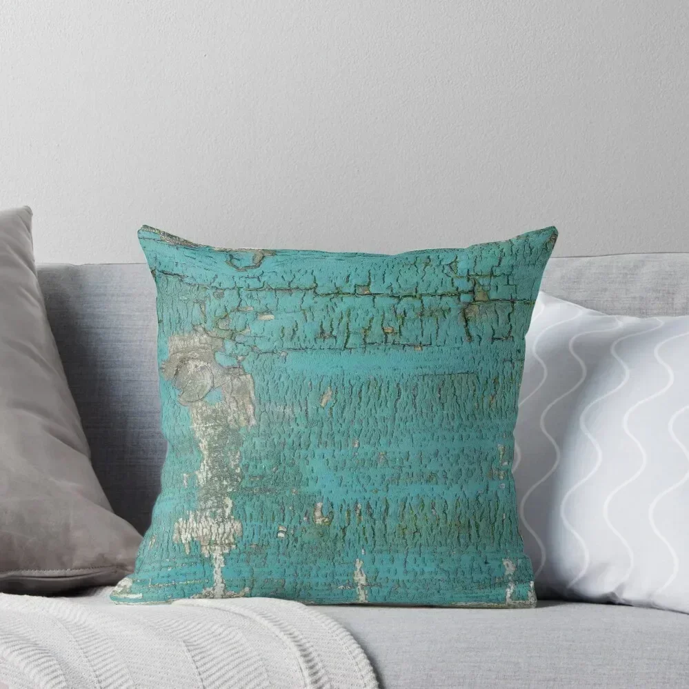 Rustic Wood with bright Turquoise Paint Weathered and Aged to perfection Throw Pillow Pillowcase Cushion pillow