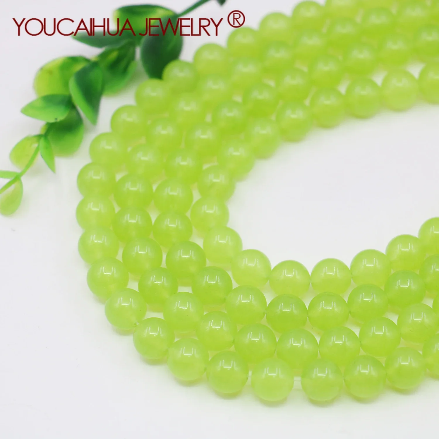 

6/8/10mm Natural Stone Olive Green Malay Jade Chalcedony Loose Beads DIY Accessory Craft 15inch Jewelry Making Women Girls Gifts