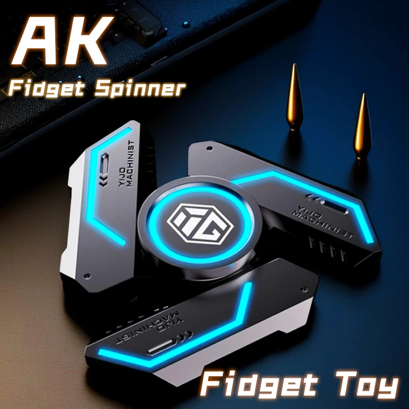 لعبة فيدجيت سبينر المضيئة - لعبة الدوران اليدوية المعدنية المصنوعة من سبيكة معدنية مع محمل صامت R188، تضيء EDC لتخفيف التوتر للبالغين والأطفال #1