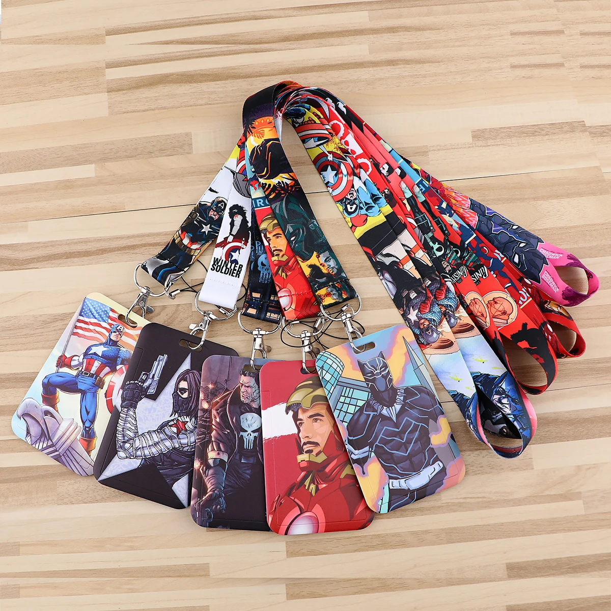 YQ1058 Anime Hulk Lanyard Venom Phone Rope Black Panther Keychain ID Card Badge Holder Cartoon Neck Strap Lariat Gift