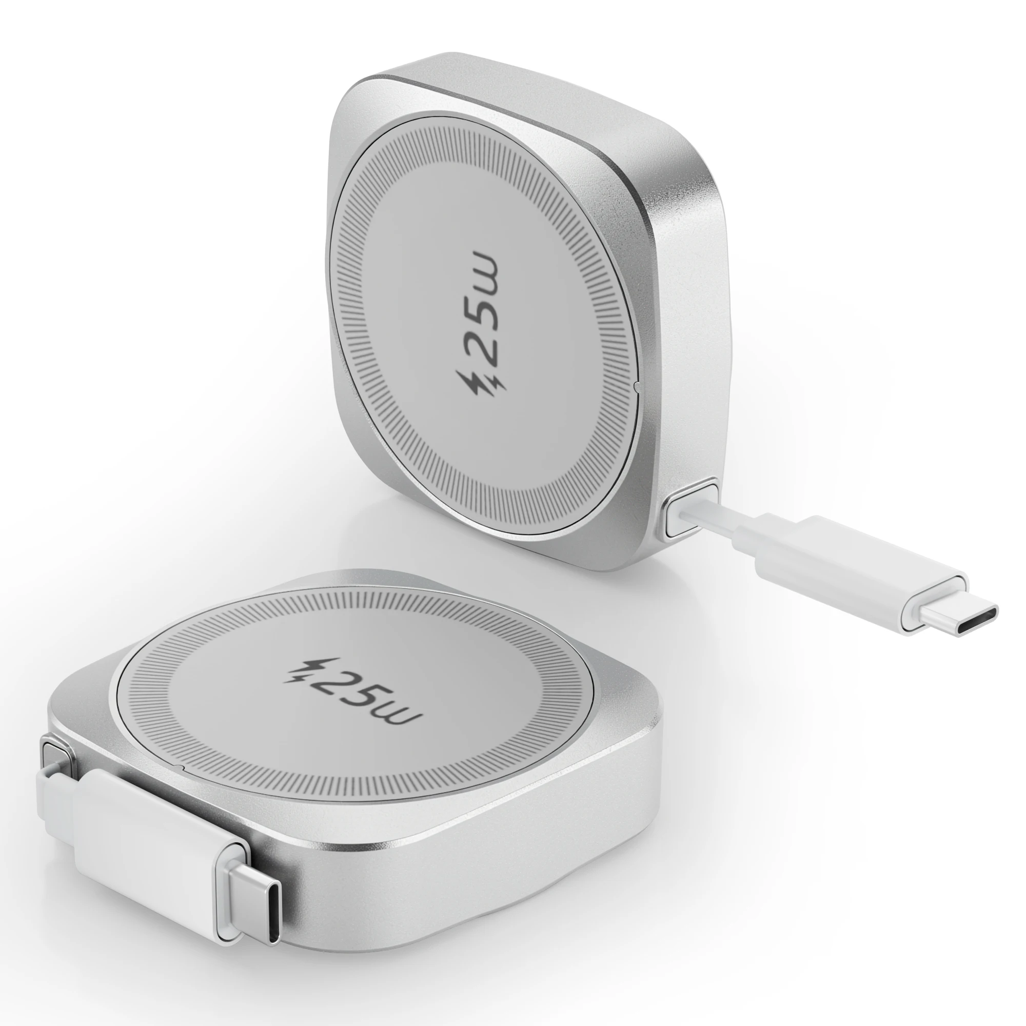 Qi2 25W Magnetisches Kabelloses Ladegerät für iPhone 17 16 15 Pro Max Airpods Kabelloses Schnell-Ladepad mit Ausziehbarem Typ-C-Kabel