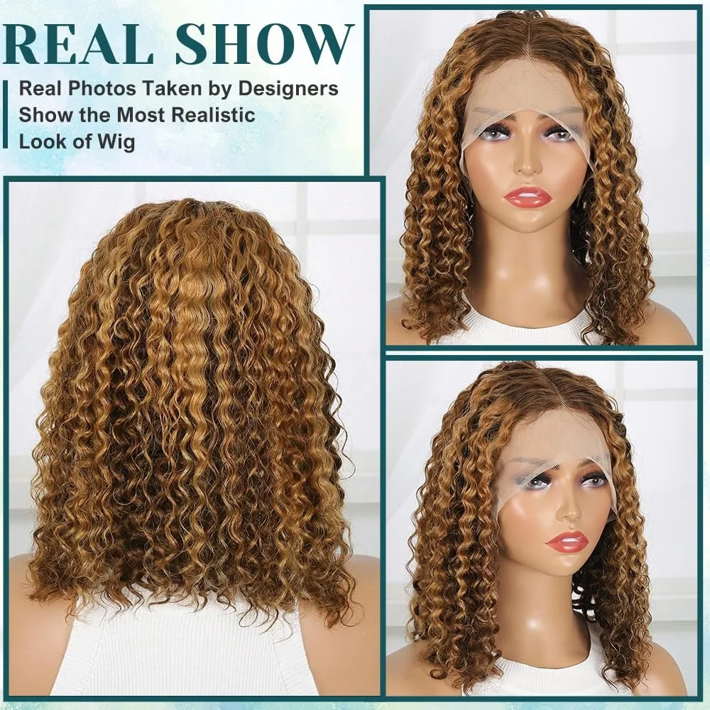 تسليط الضوء على أومبير 13x4 HD موجة عميقة الدانتيل الجبهة الباروكات شعر الإنسان قبل قطعها أومبير الملونة شعر مستعار قصير للنساء