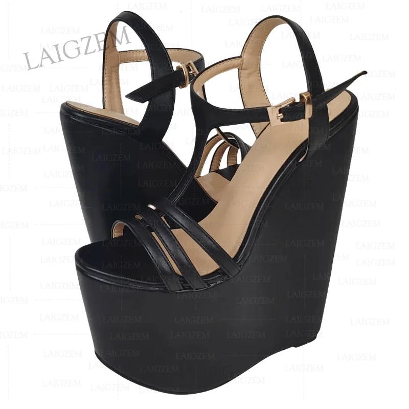 ZHIMA sandali con zeppa con plateau da donna 20CM décolleté con tacco alto Party Show scarpe fatte a mano con aumento dell\'altezza donna taglia