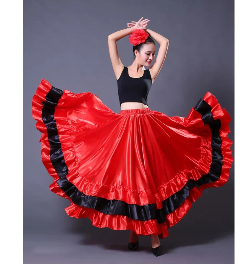 1 pz/lotto donna moda danza del ventre gonna lunga signora flamenco performance gonna