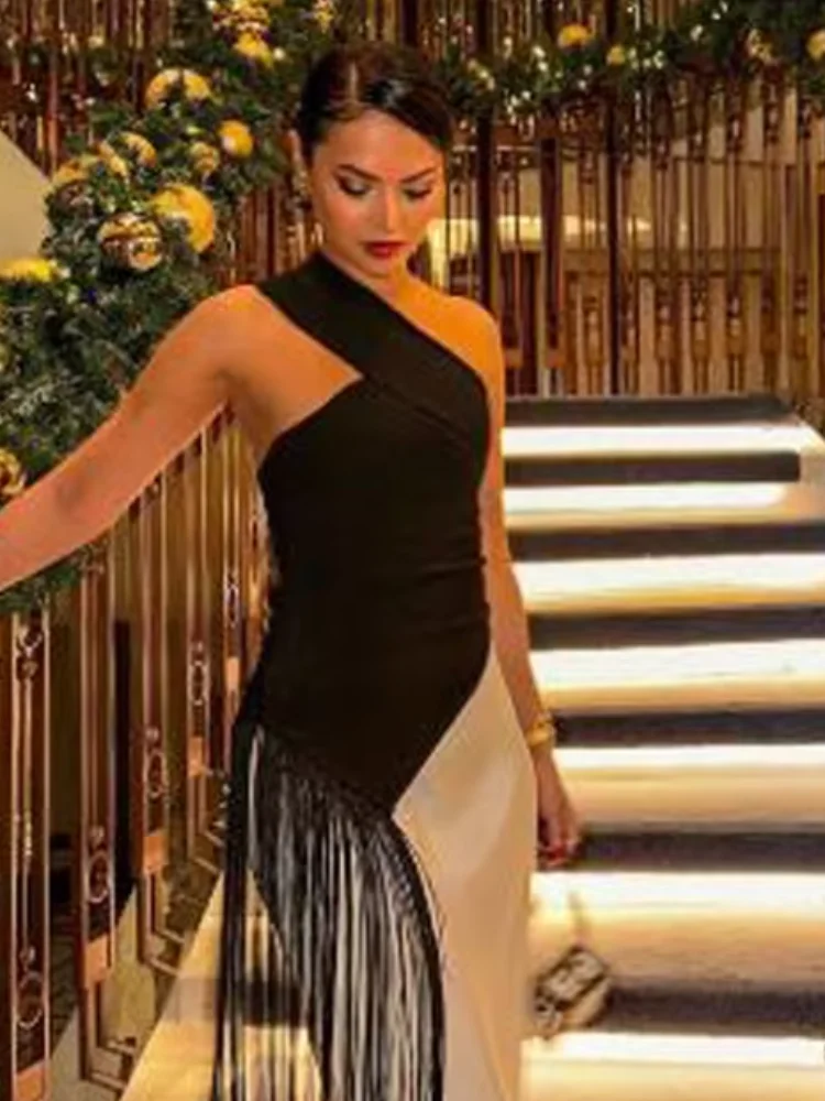 Sexy One Shoulder Fringe Top Women Solid Sleeveless Asymmetrical Fit Elegant Party Tops Slim 2026 Fashion Party Streetwears Y2k
