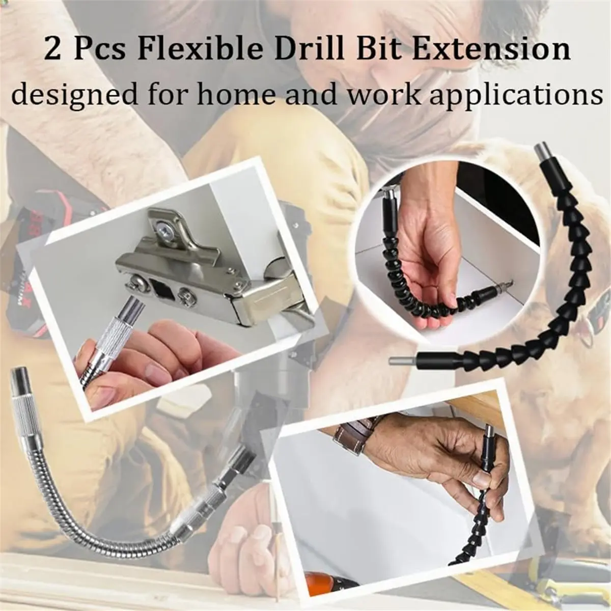 

A58Z 18pcs Drill Attachment Set with 105 Degree Right Angle, Flexible Extensions, and Hex Shank Adapters