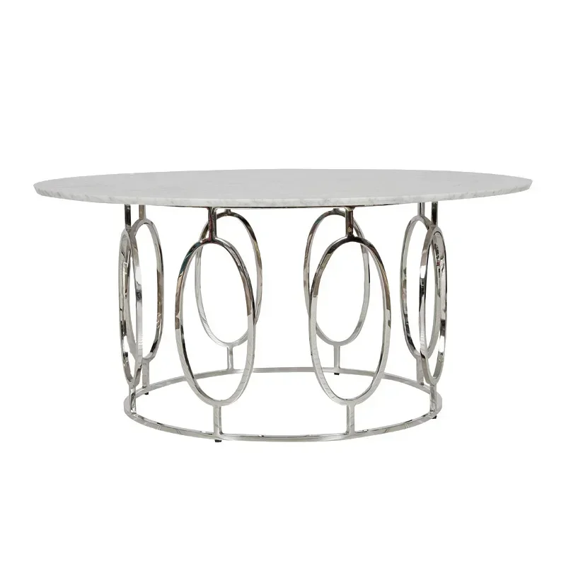 American modern light luxury stainless steel iron/art coffee table/villa/model room living room coffee table