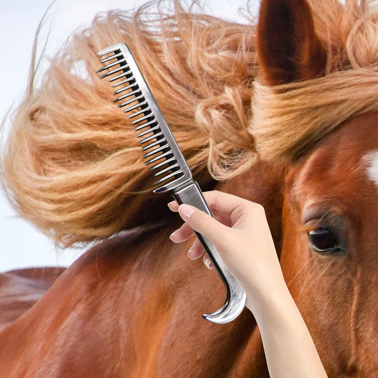 Horse Comb Mane Tail Pulling Comb Metal Horse Grooming Comb Tool Long Hair Short Hair Massage Comb Horse Riding Equipment