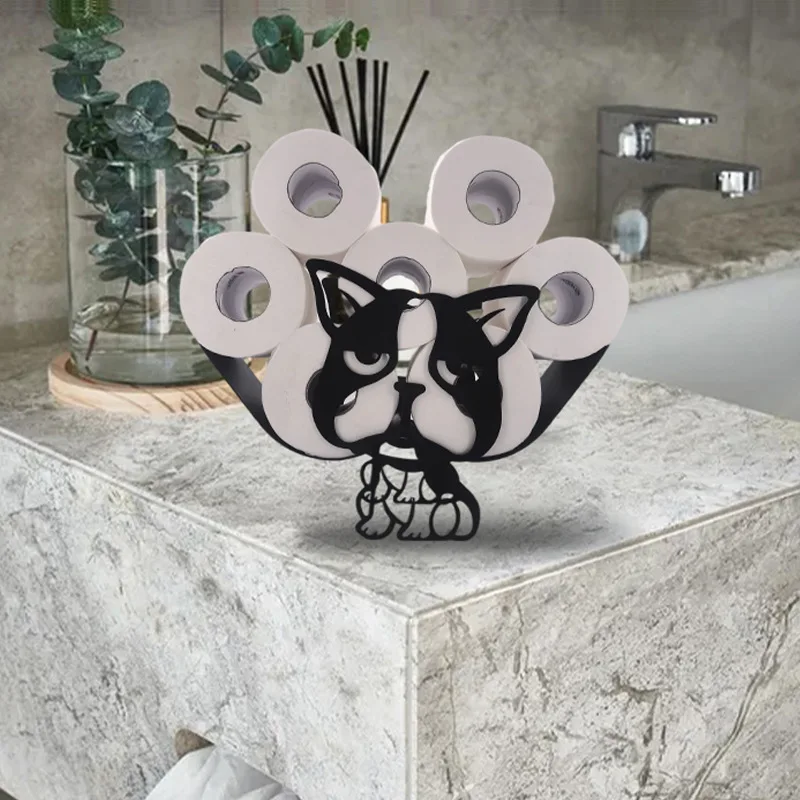 Nordic Iron Home Creative Decoration Animal Metal Toilet Paper Roll Tissue Holder Dog Cat Elk Free Standing Rack Seat Home Decor