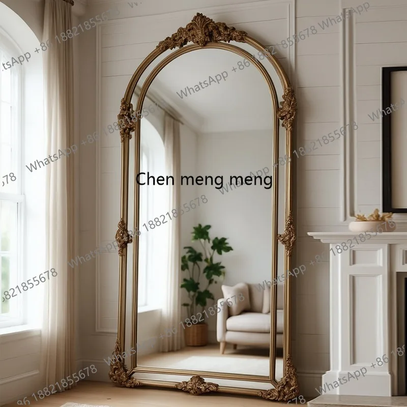 

French retro carved full-body mirror floor-to-ceiling full-length mirror clothing store custom fitting large mirror