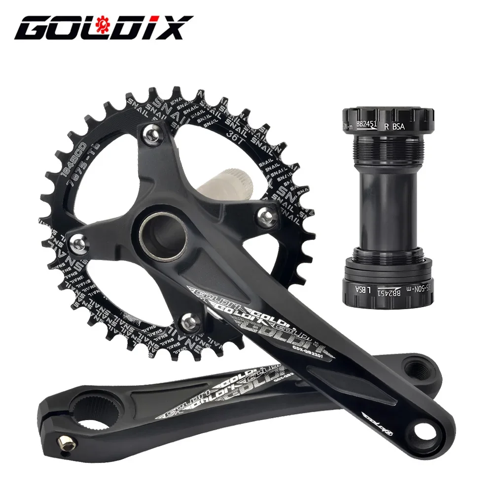 GOLDIX 104BCD pédalier de vélo à dents larges et étroites 170/175mm manivelle ronde/ovale anneau de chaîne 32T/34T/36T/38T pédalier de vélo