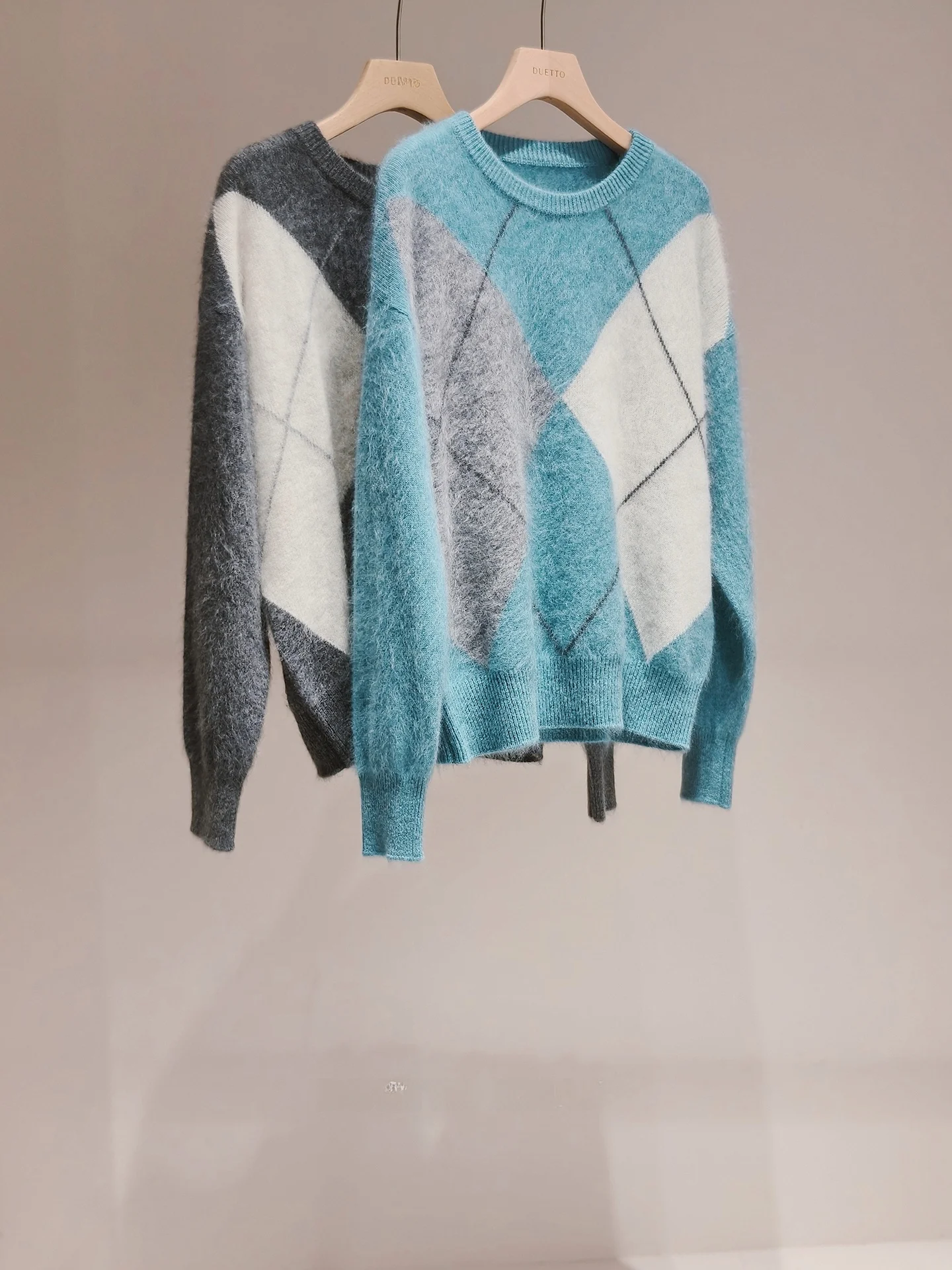 

Свитер Duetto Luxury Fce Brued Series из камвольной шерсти с ромбовидным узором, теплый, уютный, для повседневной носки, стандартный крой, размер L