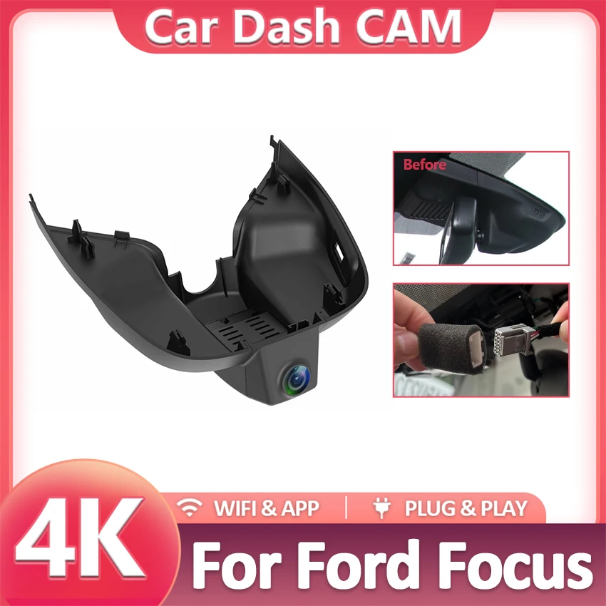 Auto Wifi HD 2160P Car DVR Video Recorder Dash Cam Car Camera Driving Recorder For Ford Focus Mk4 2018-2024,Dashcam for Focus