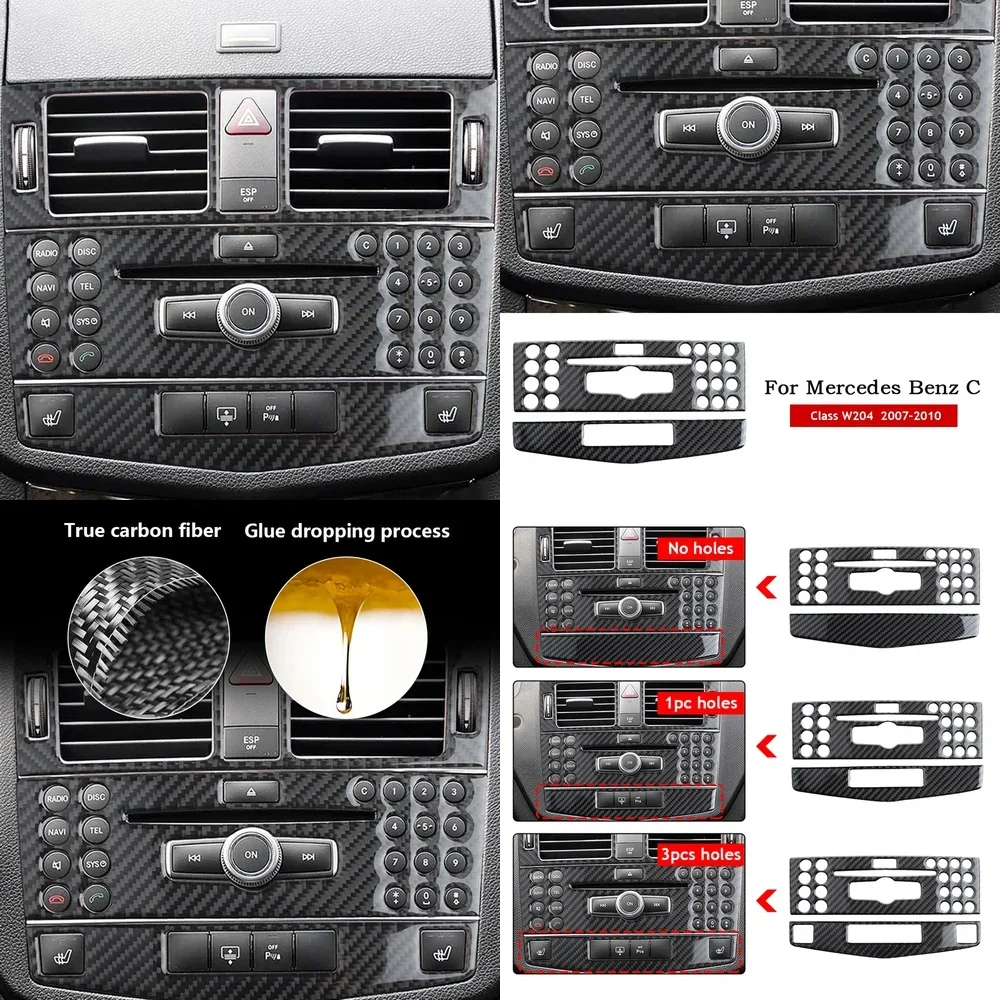 

Car Center Console Air Conditioner CD Panel Cover Trim for Mercedes Benz C Class W204 C200 C260 C300 C180 2007 10 Carbon Fiber