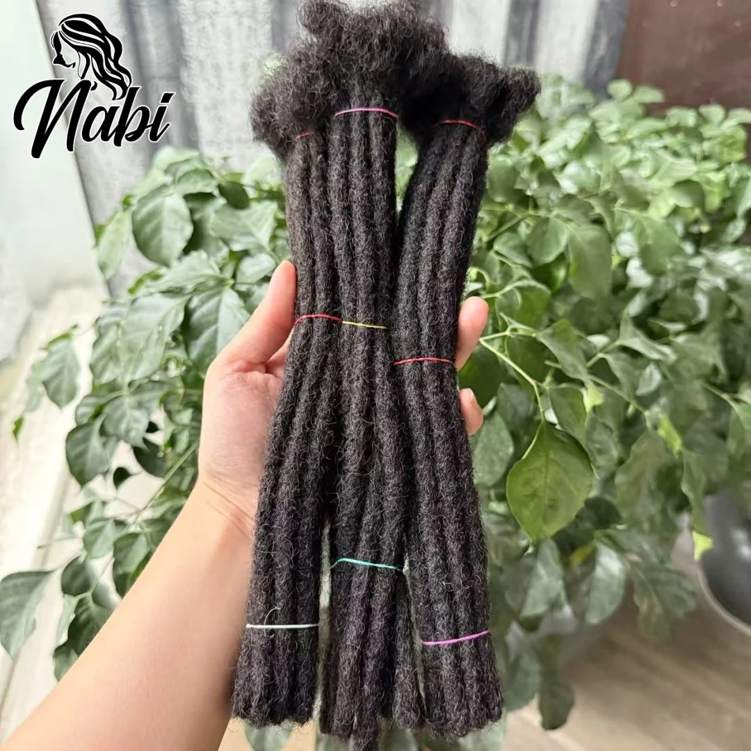 Nabi Loc Extension Human Hair 6-20 inch 80 Strands Full-head Handmade 100% Human Hair Dreadlock Extensions for Men Women