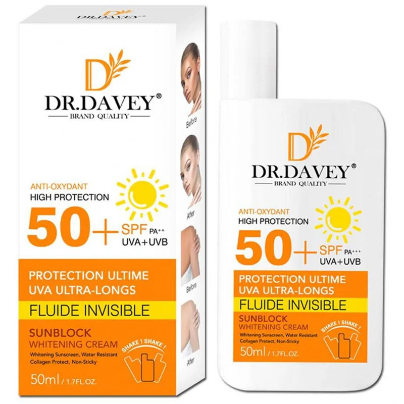 50ml DR.DAVEY 50+Sunacreen Cream Clear and Watery Sunscreen Lotion, Refreshing and Non-Greasy, UV Protection Sunscreen Cream