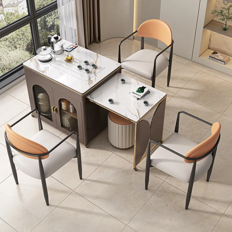 Rock tea household integrated table tea boiling water truck kettle balcony light plate kung fu tea modern small mobile