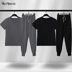 Top de manga corta para hombre, pantalones exfoliantes de ocio relajados, ropa médica de enfermería, uniforme quirúrgico, traje de trabajo