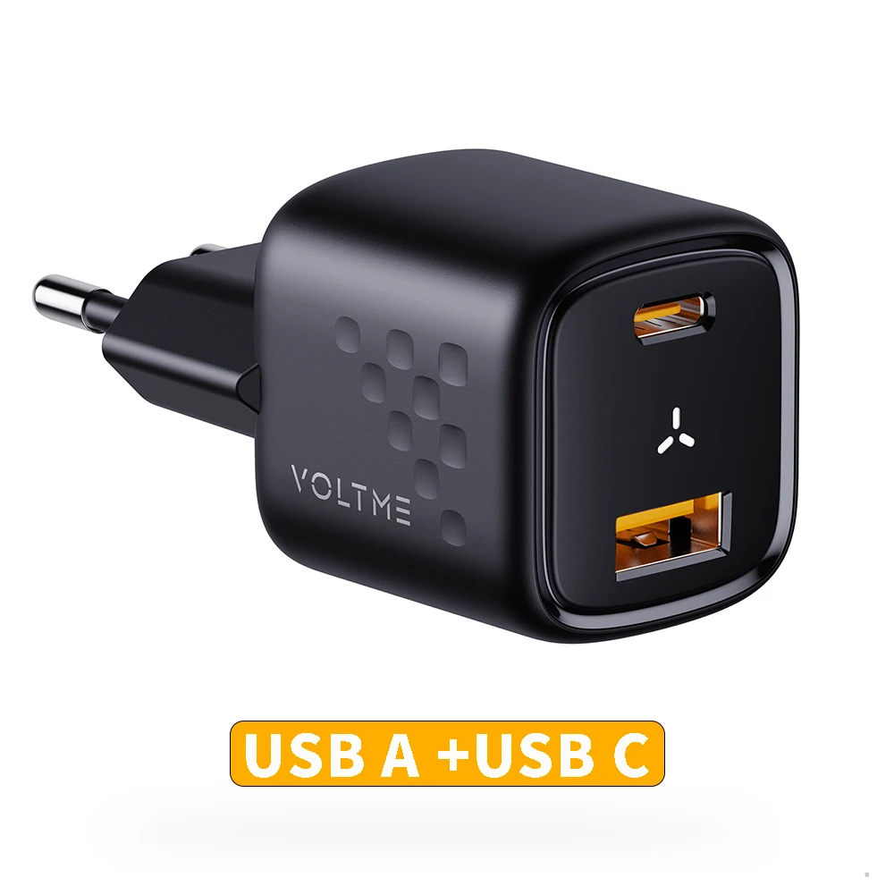 VOLTME 30W GaN Charger PD Fast USB Type C Charger USB A + USB C Charger QC PD 3.0 4.0 For iPhone 13 Xiaomi Samsung Max Macbook