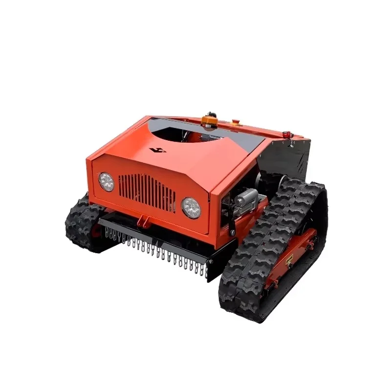 Gasoline Crawler type Gras CutterRobot Remote Control Professional Lawn Mower with Front Bucket