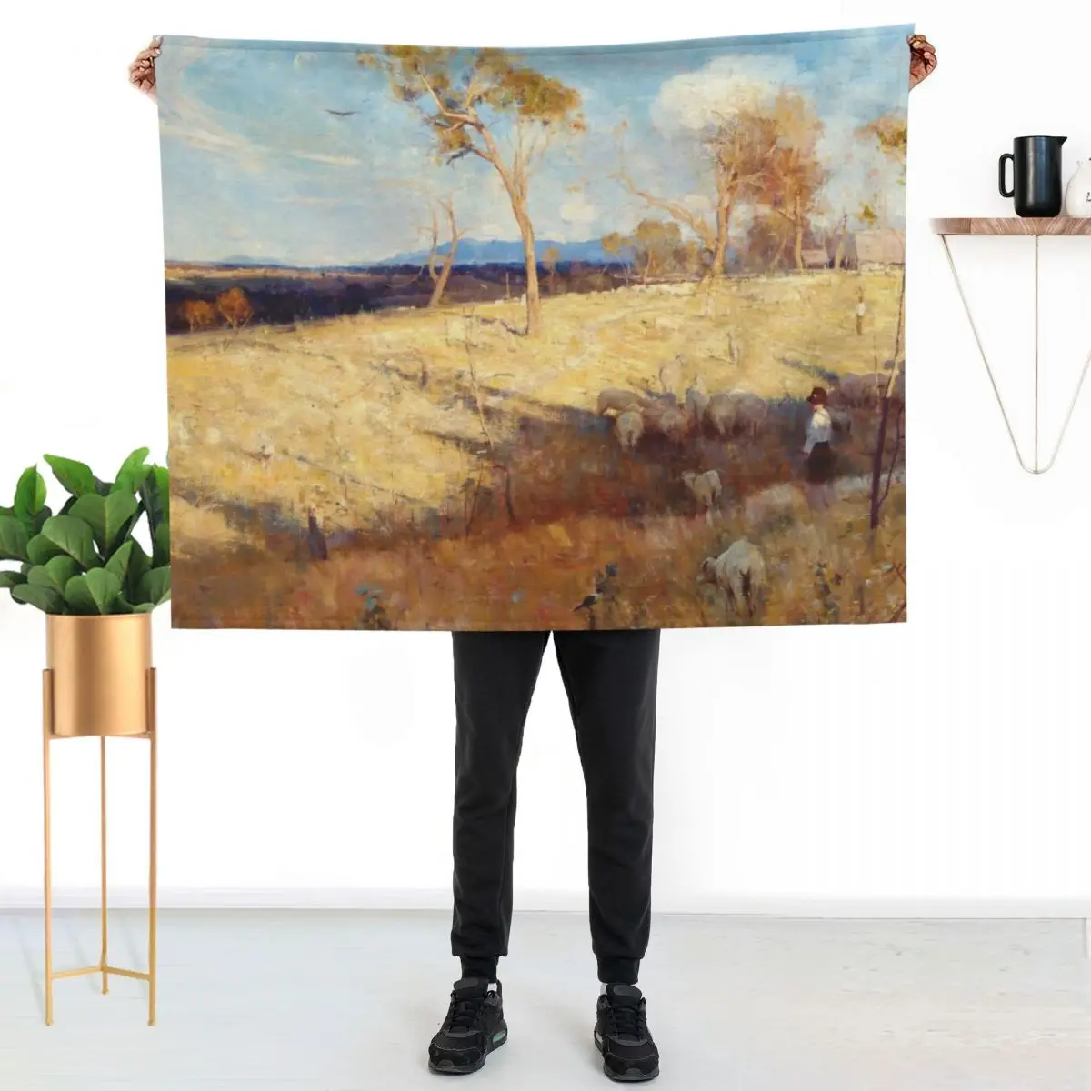 Arthur Streeton - Golden summer, Eaglemont Throw Blanket Retros Baby Luxury Throw Single Hairys Warm Blankets