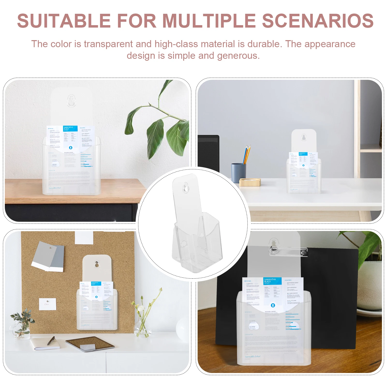 

4pcs Acrylic Display Stand Clear Brochure Holder Trifold Leaflets Lightweight Desk Conference Table Top