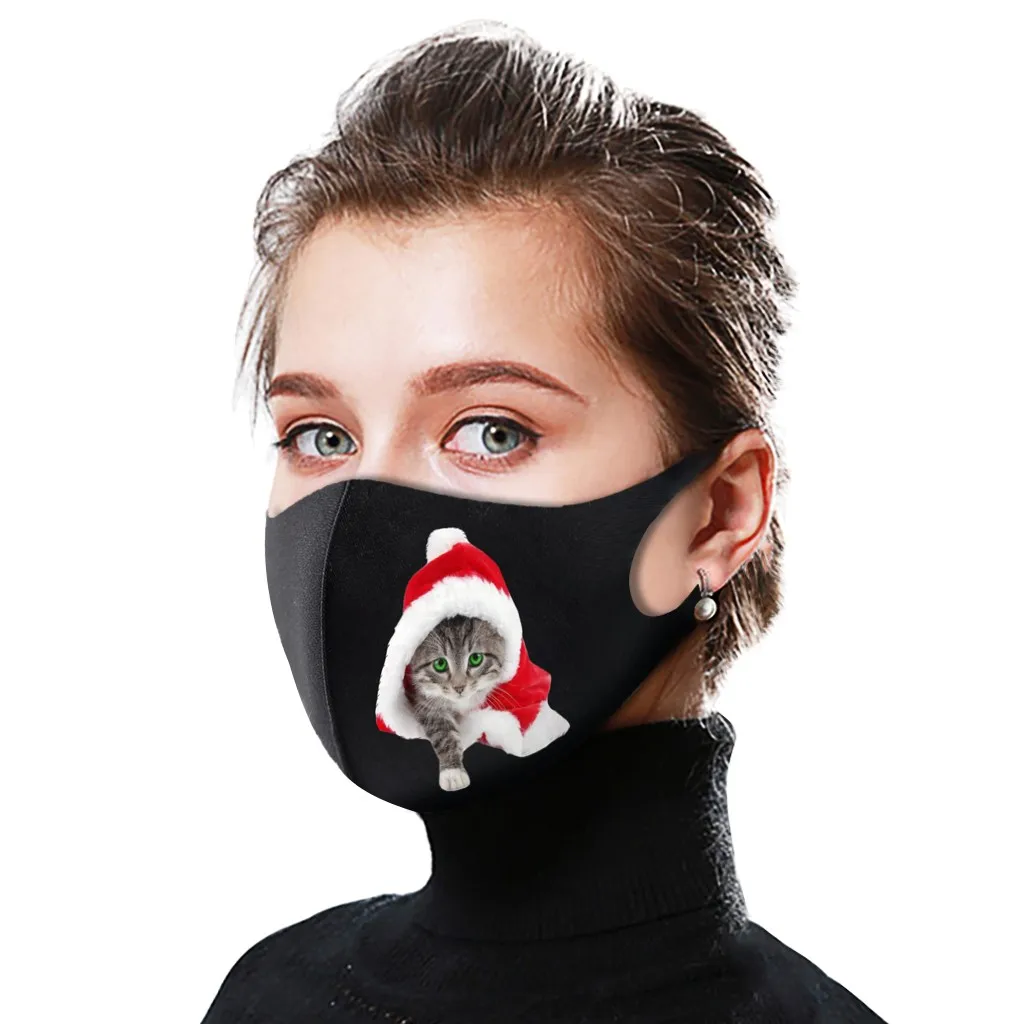 1 قطعة قناع مقاوم للغبار قابل للغسل عيد الميلاد قناع الحيوانات الأليفة الكرتون حماية عطلة شعبية متعة متنوعة من الأنماط اليومية متعددة الوظائف #5