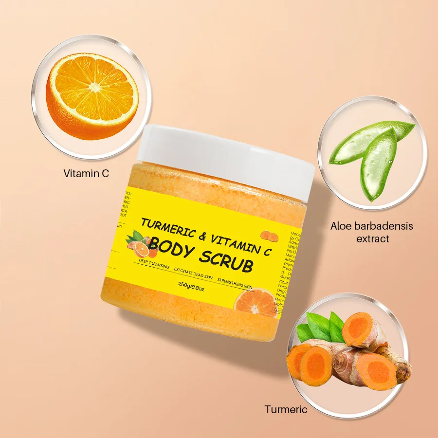 Vitamin C & Turmeric Face & Body Scrub Organic Microdermabrasion Exfoliator Remove Blackheads Improve Black Spots Acne