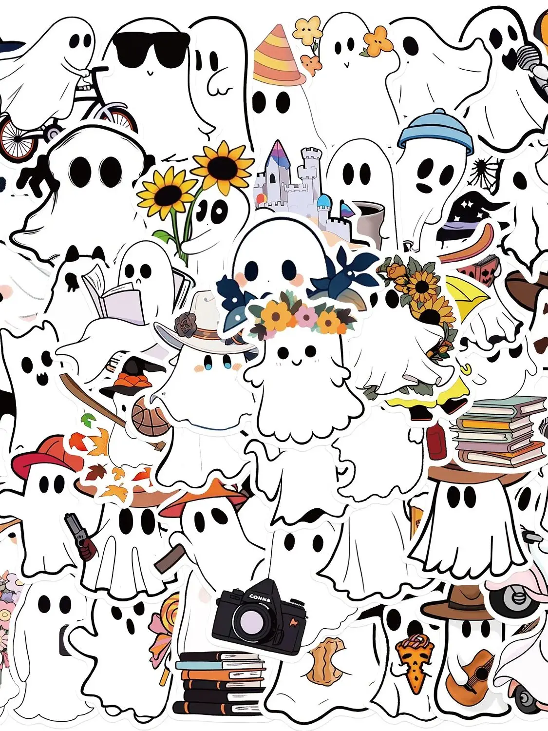 AliExpress 50PCS Little Ghost Stickers Notebook Halloween Fun Cartoon Aesthetic For Laptops Luggage Scrapbooks Bicycle Phone Sticker