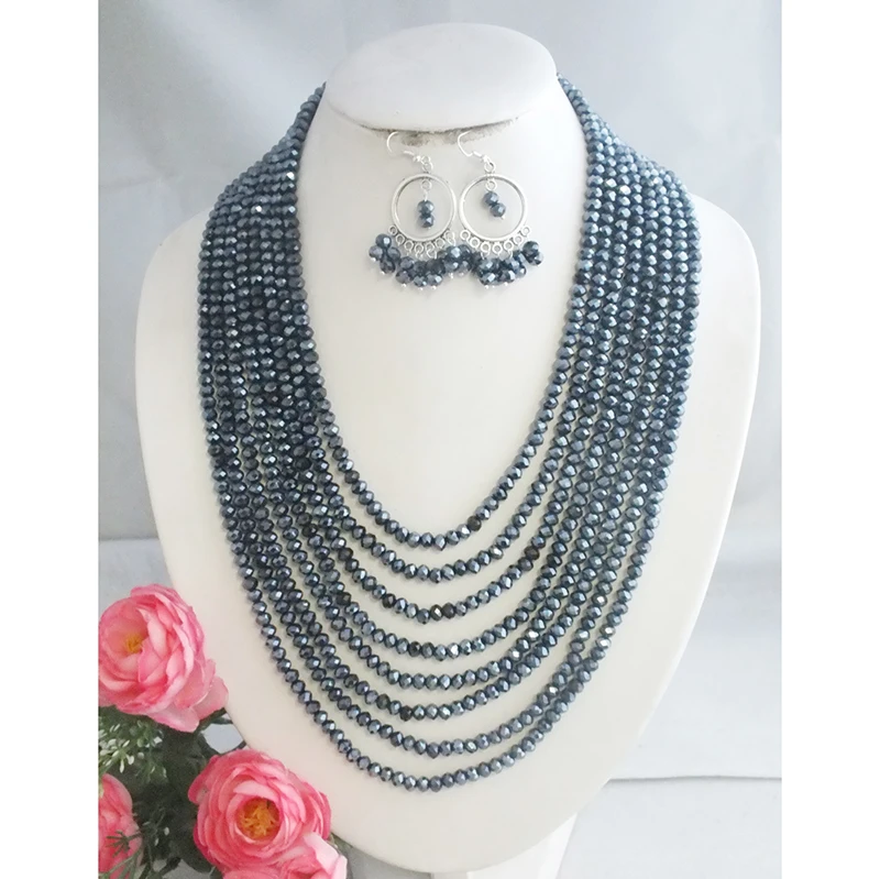 classic 2021 Fashion african crystal beads necklace set nigerian wedding african beads jewelry Set