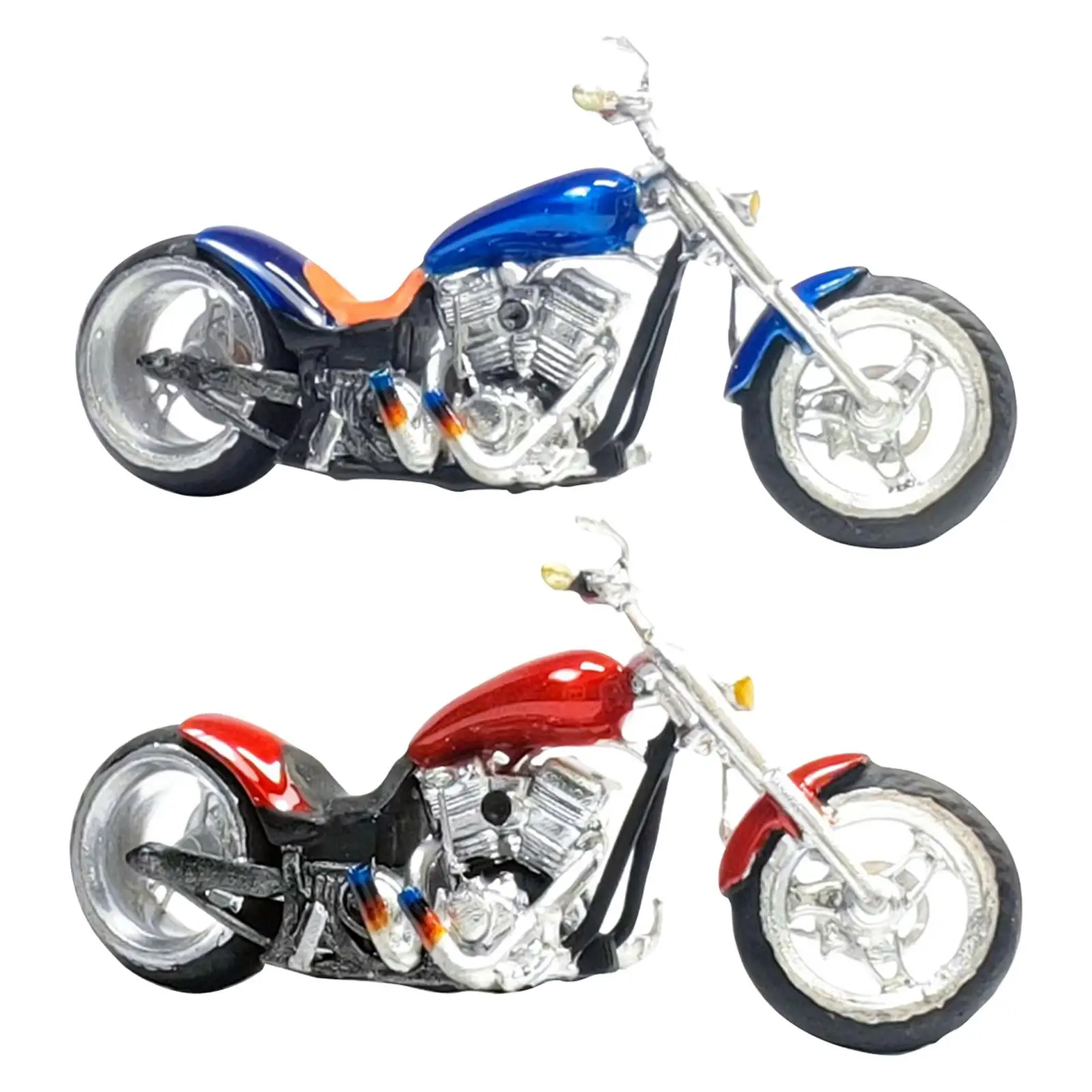 2x 1/64 Painted Motocycle Model Diorama Figurines for Buliding Scenes Decor